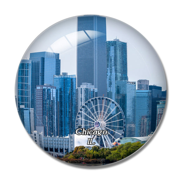 Chicago Navy Pier Illinois USA 3D Fridge Magnet Crystal Glass