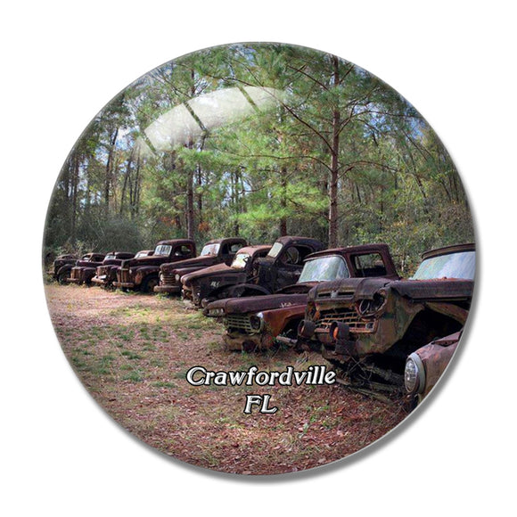 Crawfordville Roadside RustedTrucks Florida USA 3D Fridge Magnet Crystal Glass