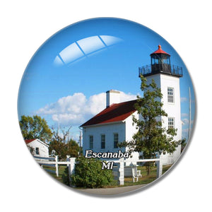 Escanaba Sand Point Lighthouse Michigan USA 3D Fridge Magnet Crystal Glass