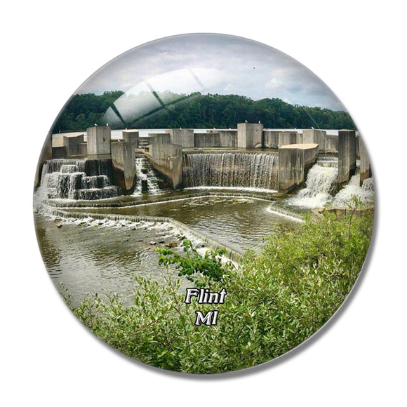 Flint Stepping Stone Falls Michigan USA 3D Fridge Magnet Crystal Glass