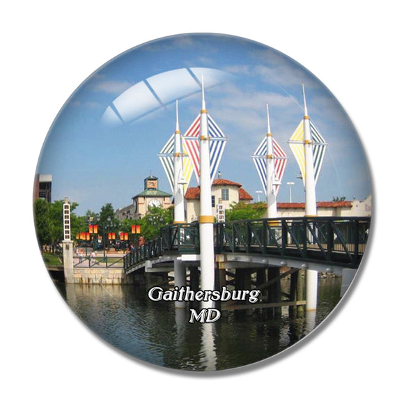 Gaithersburg Lake Bridge Maryland USA 3D Fridge Magnet Crystal Glass