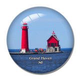 Grand Haven Lighthouse and Pier Michigan USA 3D Fridge Magnet Crystal Glass