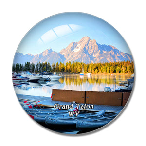 Grand Tetons Wyoming USA 3D Fridge Magnet Crystal Glass