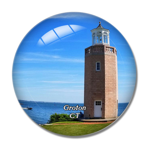 Groton Avery Point Light Connecticut USA 3D Fridge Magnet Crystal Glass