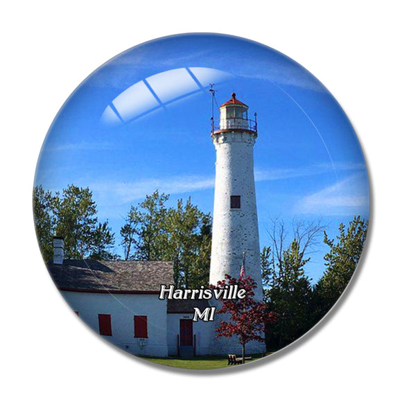 Harrisville Sturgeon Point Lighthouse Michigan USA 3D Fridge Magnet Crystal Glass