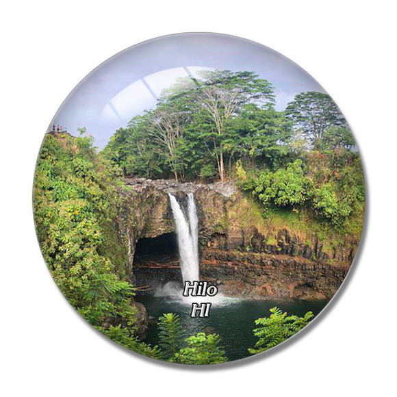 Hilo Rainbow Falls Hawaii USA 3D Fridge Magnet Crystal Glass