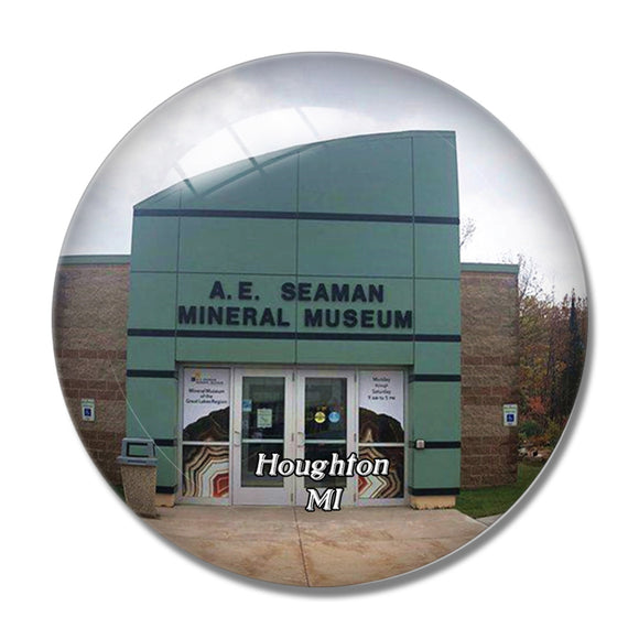 Houghton Museum Michigan USA 3D Fridge Magnet Crystal Glass