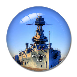 Houston Battleship Texas USA 3D Fridge Magnet Crystal Glass