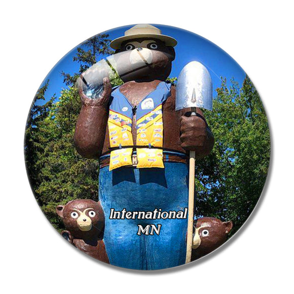 International Falls Smokey Bear park Minnesota USA 3D Fridge Magnet Crystal Glass