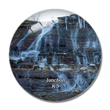 Junction  Waterfall Kansas USA 3D Fridge Magnet Crystal Glass