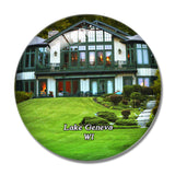 Lake Geneva Lakeshore Wisconsin USA 3D Fridge Magnet Crystal Glass