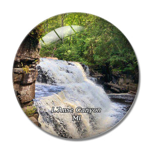 L'Anse Canyon Falls Trail Michigan USA 3D Fridge Magnet Crystal Glass