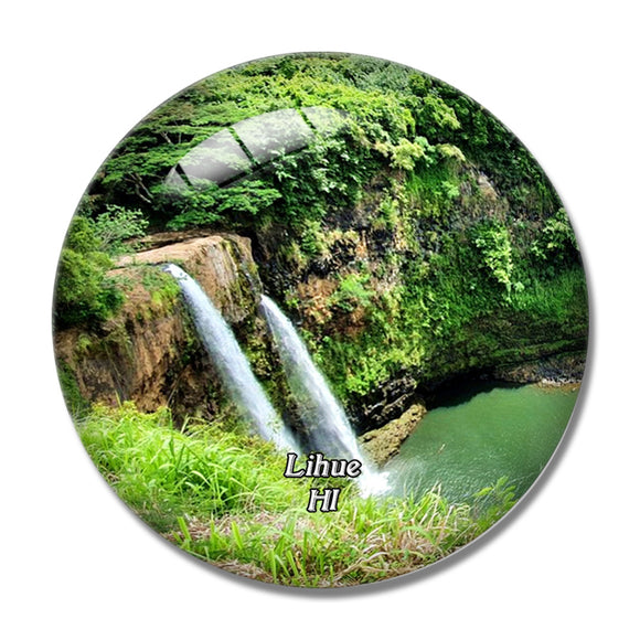 Lihue Wailua Falls Hawaii USA 3D Fridge Magnet Crystal Glass