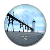 Manistee Lighthouse Michigan USA 3D Fridge Magnet Crystal Glass