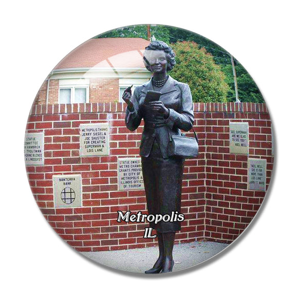 Metropolis Statue Illinois USA 3D Fridge Magnet Crystal Glass