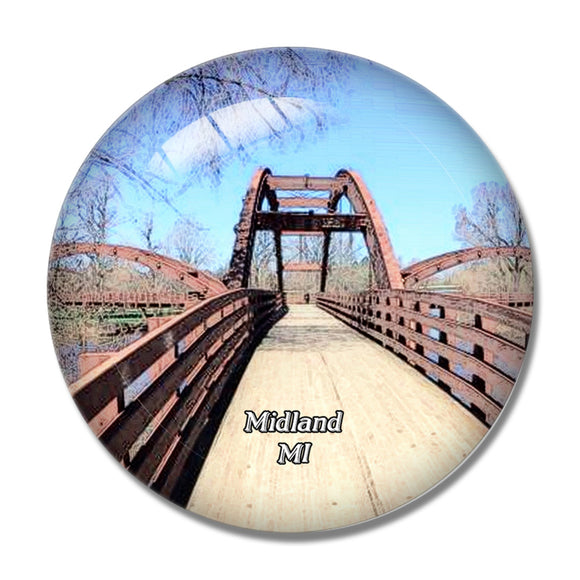 Midland Tridge Michigan USA 3D Fridge Magnet Crystal Glass