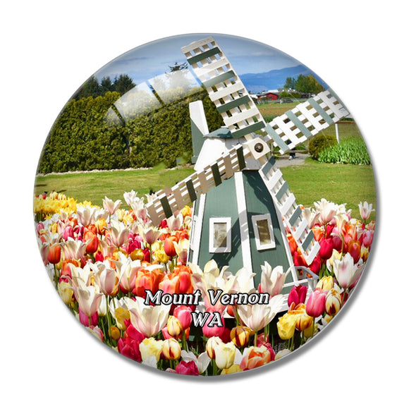 Mount Vernon Tulip Town Washington USA 3D Fridge Magnet Crystal Glass