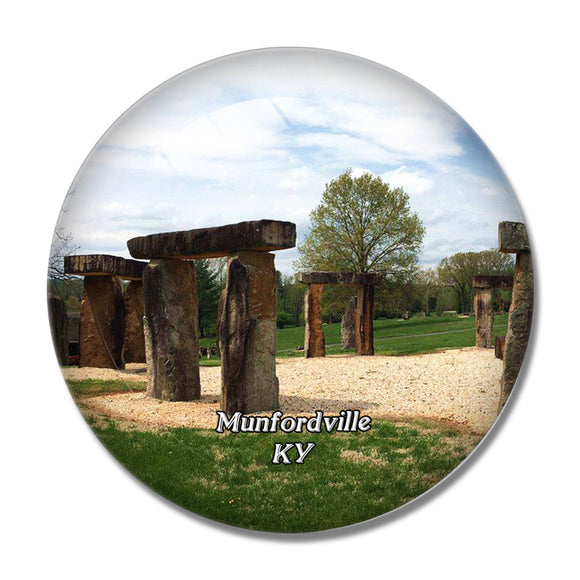 Munfordville Kentucky's Stonehenge USA 3D Fridge Magnet Crystal Glass