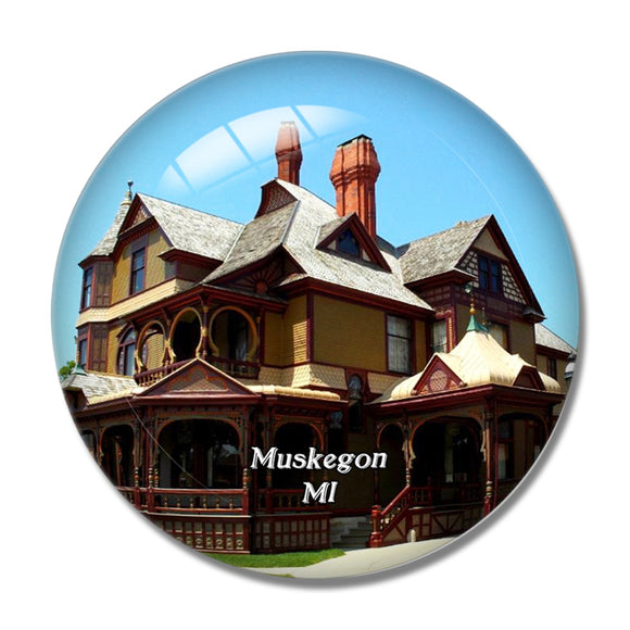 Muskegon Hackley and Hume Michigan USA 3D Fridge Magnet Crystal Glass