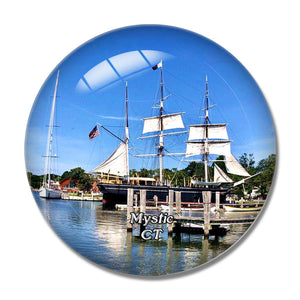 Mystic Seaport Museum Connecticut USA 3D Fridge Magnet Crystal Glass