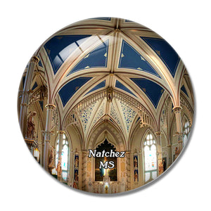 Natchez St. Mary Basilica Mississippi USA 3D Fridge Magnet Crystal Glass