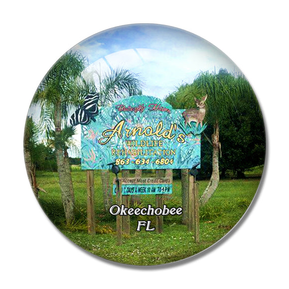 Okeechobee Arnold's Wildlife Florida USA 3D Fridge Magnet Crystal Glass