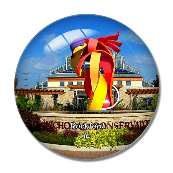 Rockford Gardens Illinois USA 3D Fridge Magnet Crystal Glass