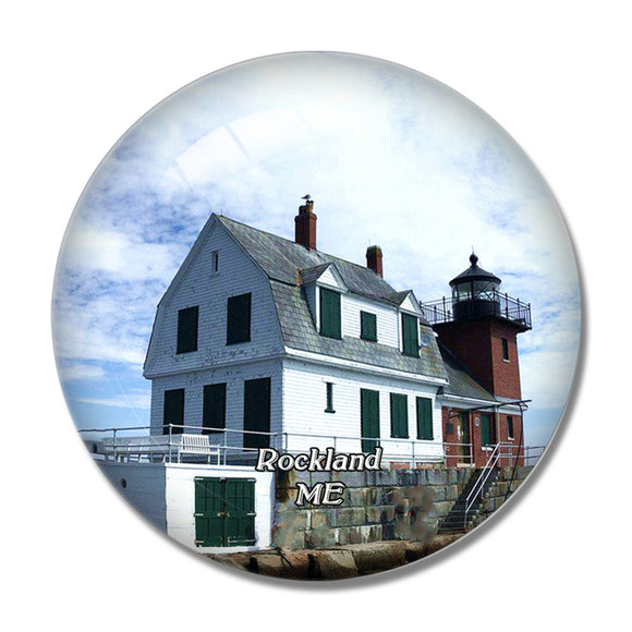 Rockland Breakwater Light Maine USA 3D Fridge Magnet Crystal Glass