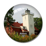 Rogers  Lighthouse Michigan USA 3D Fridge Magnet Crystal Glass