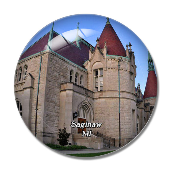 Saginaw Castle Museum Michigan USA 3D Fridge Magnet Crystal Glass