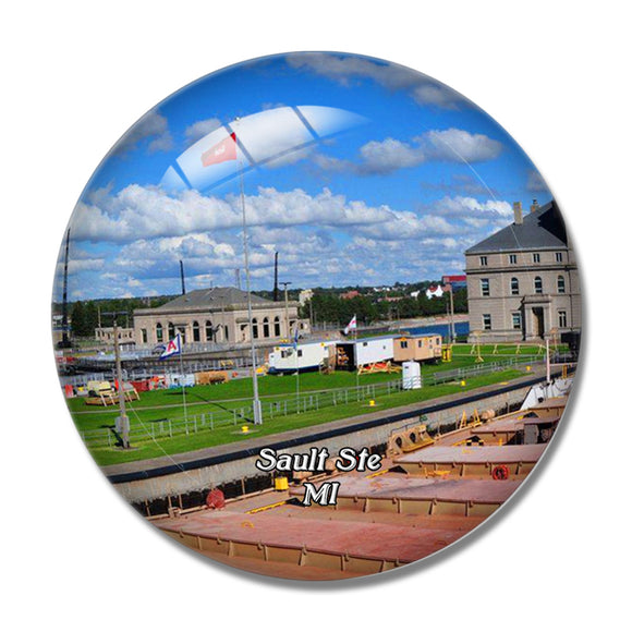 Sault Ste Marie Soo Locks Michigan USA 3D Fridge Magnet Crystal Glass