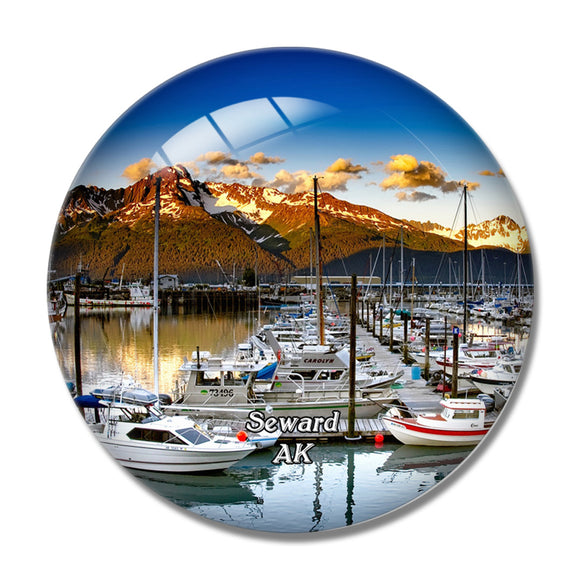 Seward Kenai Fjords National Park Alaska USA 3D Fridge Magnet Crystal Glass