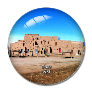 Taos Pueblo New Mexico USA 3D Fridge Magnet Crystal Glass