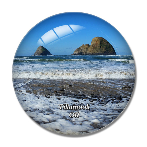 Tillamook Rocks Beach Oregon USA 3D Fridge Magnet Crystal Glass