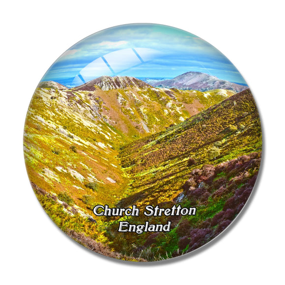 Church Stretton The Long Mynd UK England 3D Fridge Magnet Crystal Glass