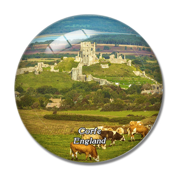 Corfe Castle UK England 3D Fridge Magnet Crystal Glass