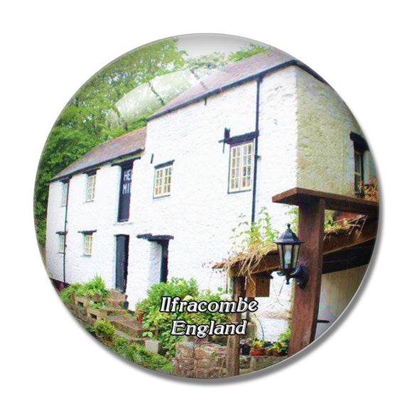 Ilfracombe Hele Corn Mill & Tea Room UK England 3D Fridge Magnet Crystal Glass