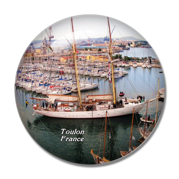 France Port Toulon 3D Fridge Magnet Crystal Glass