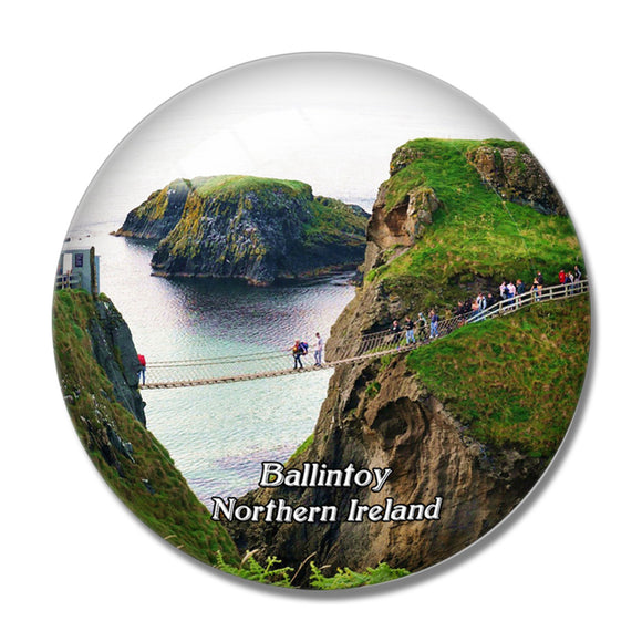 Northern Ireland Ballintoy Carrick-A-Rede Rope Bridge UK England 3D Fridge Magnet Crystal Glass