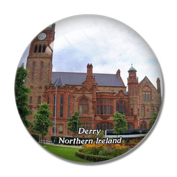 Northern Ireland Derry Guildhall UK England 3D Fridge Magnet Crystal Glass