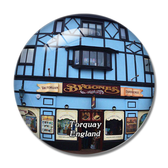 Torquay Bygones UK England 3D Fridge Magnet Crystal Glass