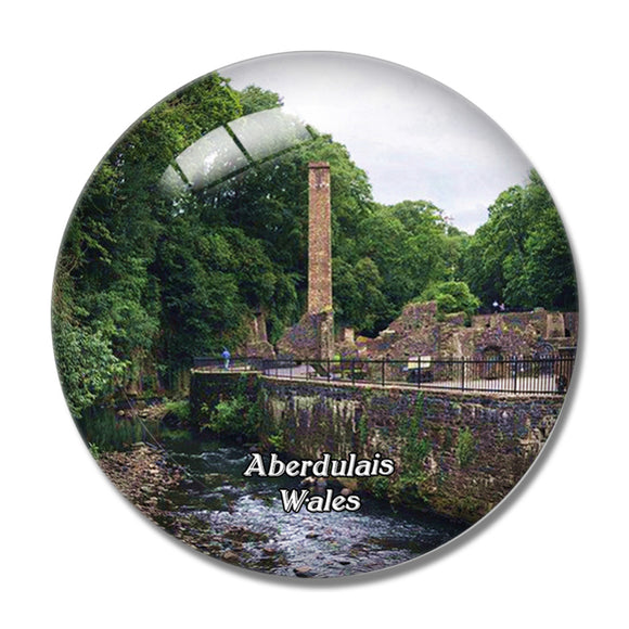 Wales Aberdulais Tin Works & Waterfall UK England 3D Fridge Magnet Crystal Glass