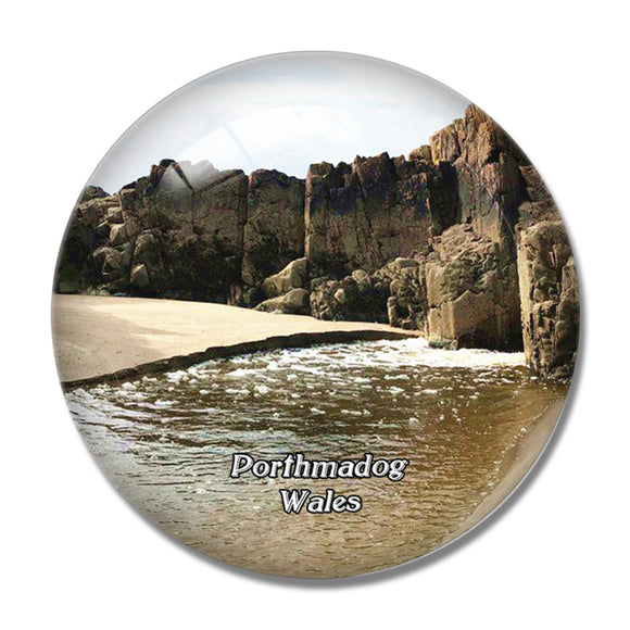 Wales Porthmadog Morfa Bychan - Black Rock Sands UK England 3D Fridge Magnet Crystal Glass