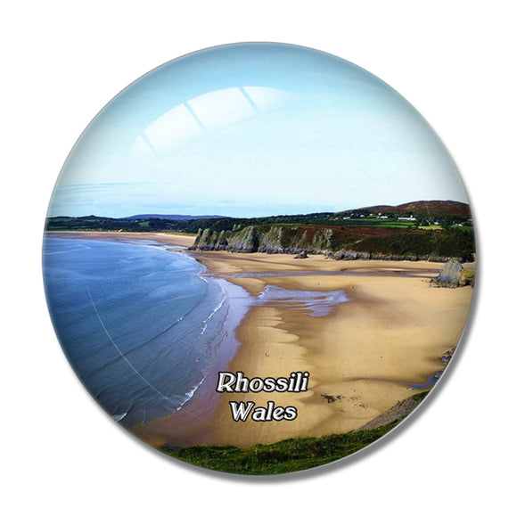 Wales Rhossili Bay UK England 3D Fridge Magnet Crystal Glass