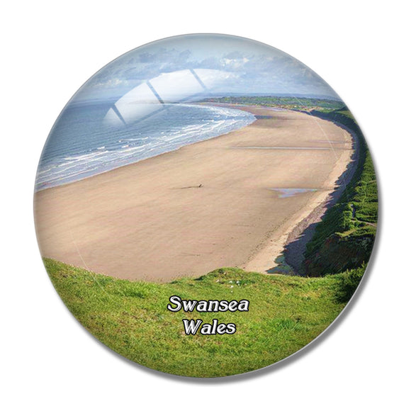 Wales Swansea Llangennith Beach UK England 3D Fridge Magnet Crystal Glass