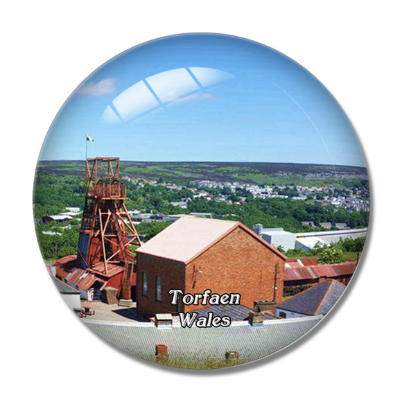 Wales Torfaen Blaenavon Big Pit National Coal Museum UK England 3D Fridge Magnet Crystal Glass