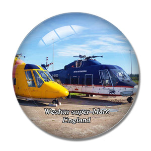 Weston super Mare The Helicopter Museum UK England 3D Fridge Magnet Crystal Glass