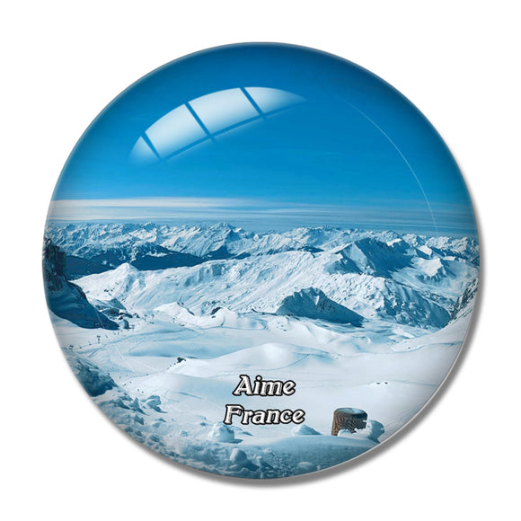 Aime France Oxygene Ski School La Plagne 3D Fridge Magnet Crystal Glass