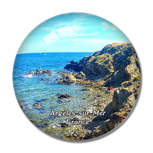 Argeles-sur-Mer France Sentier du Littoral 3D Fridge Magnet Crystal Glass