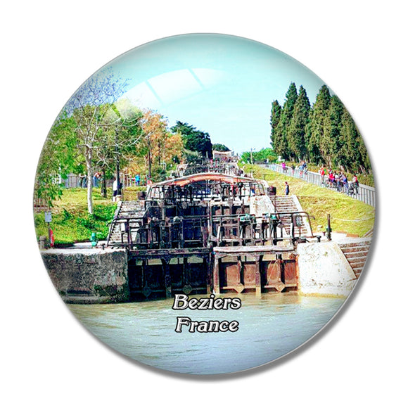 Beziers France The nine Locks of Fonseranes 3D Fridge Magnet Crystal Glass